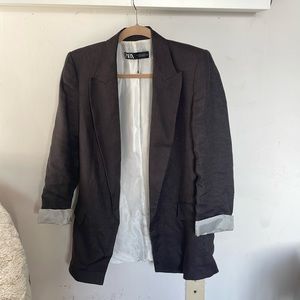 Gray linen boyfriend blazer